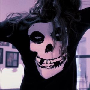 Misfits cardigan, hand sewn patch